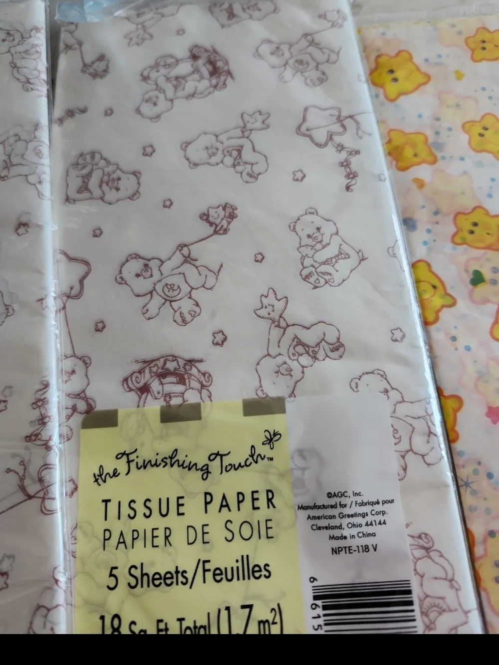 care bear present tissue paper new unopened y2k vintage 3 Packs